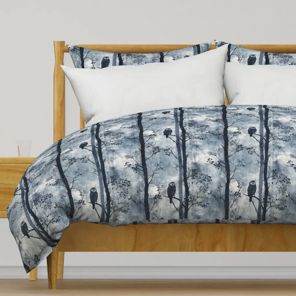 Night Forest Owls Duvet Cover - Blue product