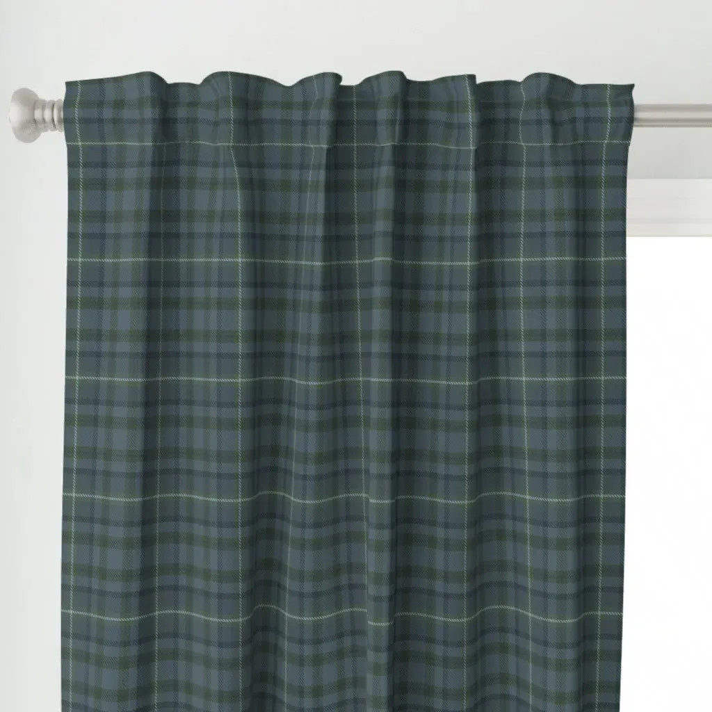 Night Forest Plaid Curtain Panel - Dusty Blue alternate view