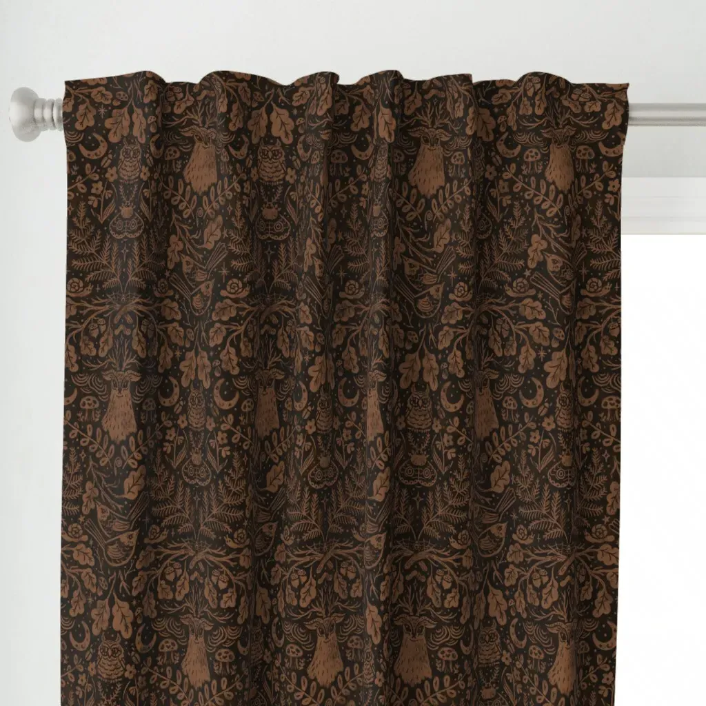 Night In The Forest Large Curtain Panel - Brown alternate view