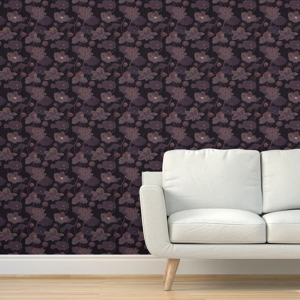 Night Lotus Peel and Stick Wallpaper - Deep Purple product