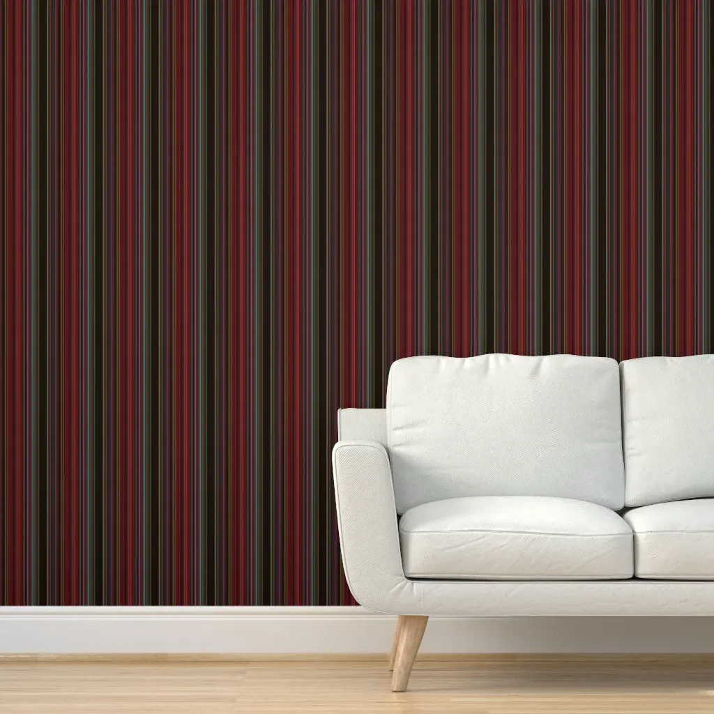 Night Ruby Stripes Peel and Stick Wallpaper - Burgundy product