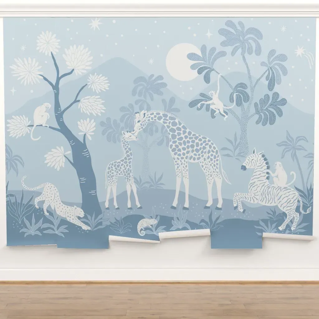 Night Safari Peel and Stick Wall Mural - Blue product