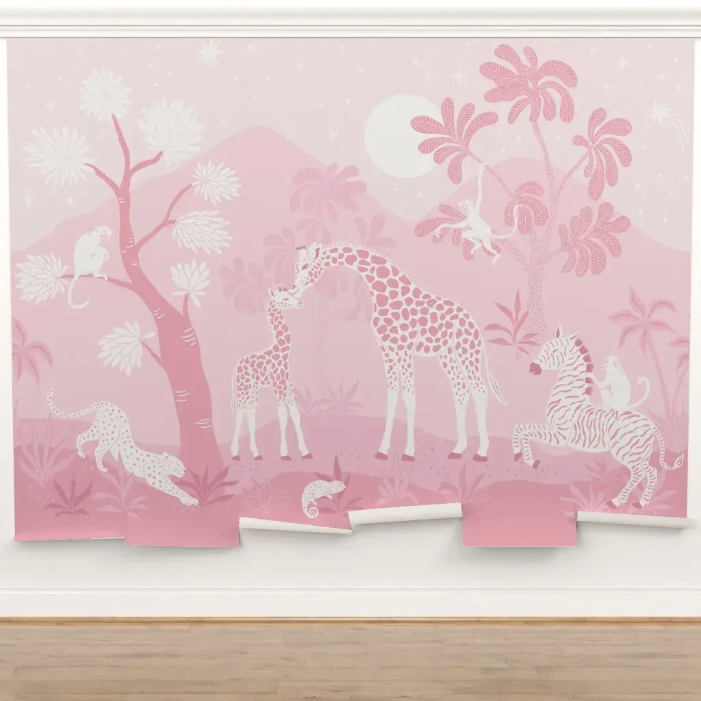 Night Safari Peel and Stick Wall Mural - Pink product
