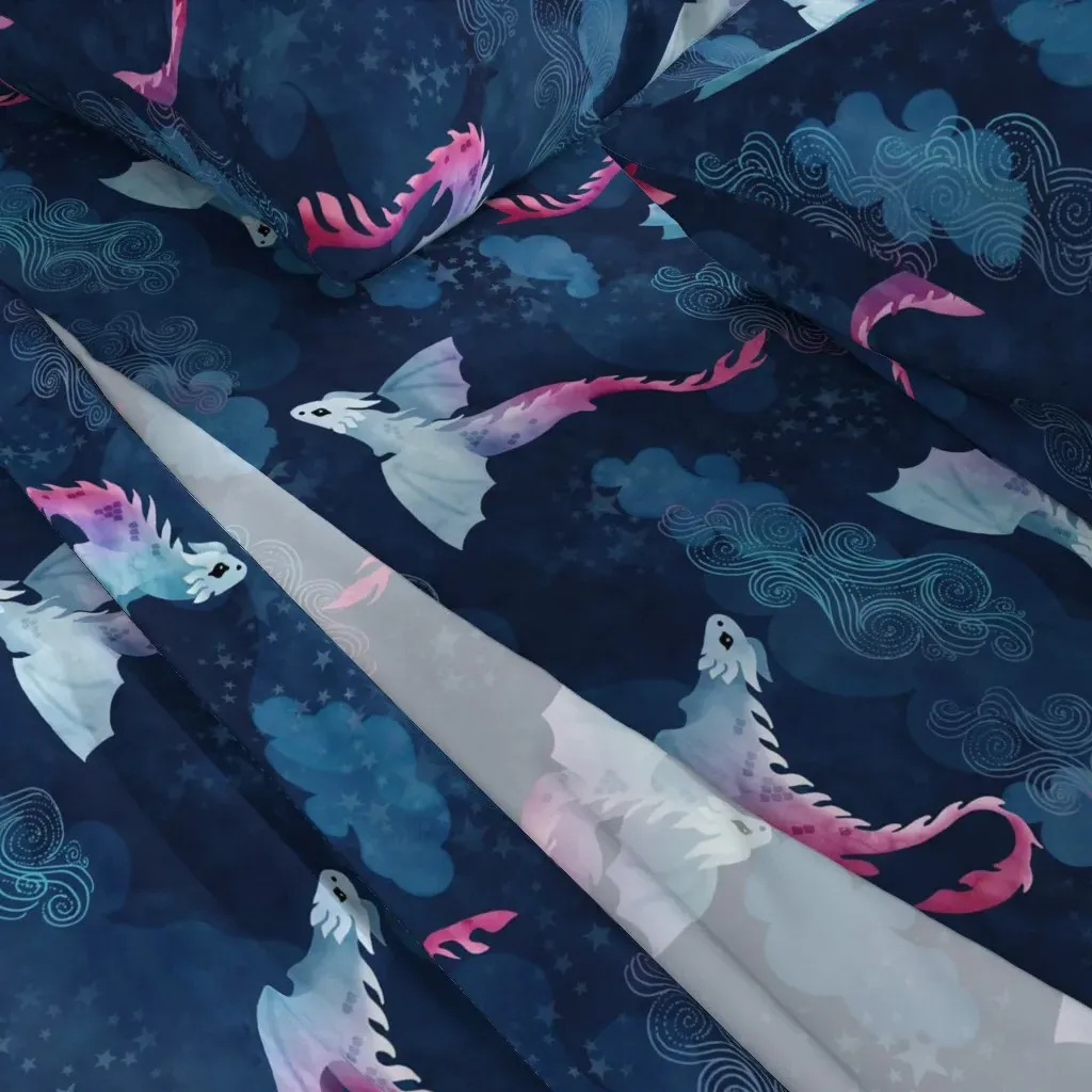Night Sky Dragons Twin Sheet Set - Light Blue alternate view