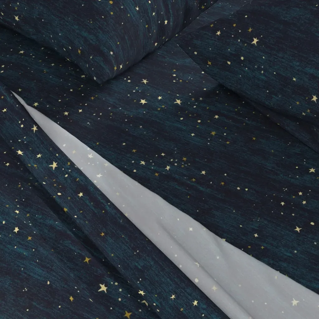 Night Sky Stars Celestial Full Sheet Set - Teal alternate view