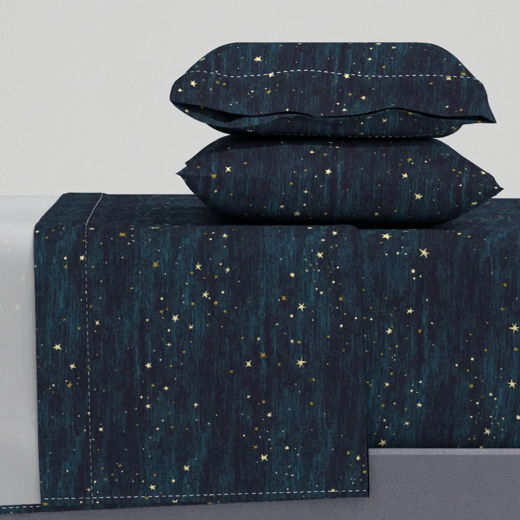 Night Sky Stars Celestial Full Sheet Set - Teal product