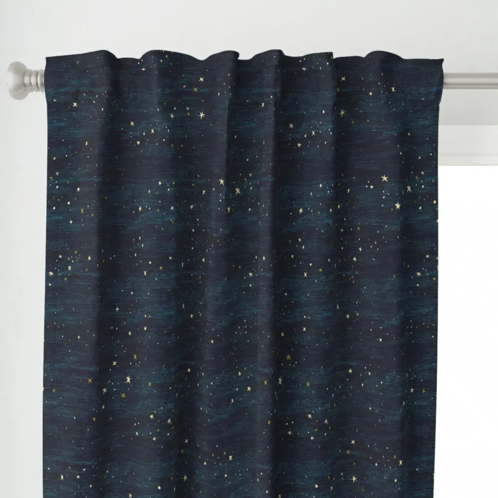 Night Sky Stars Midnight Curtain Panel - Teal alternate view