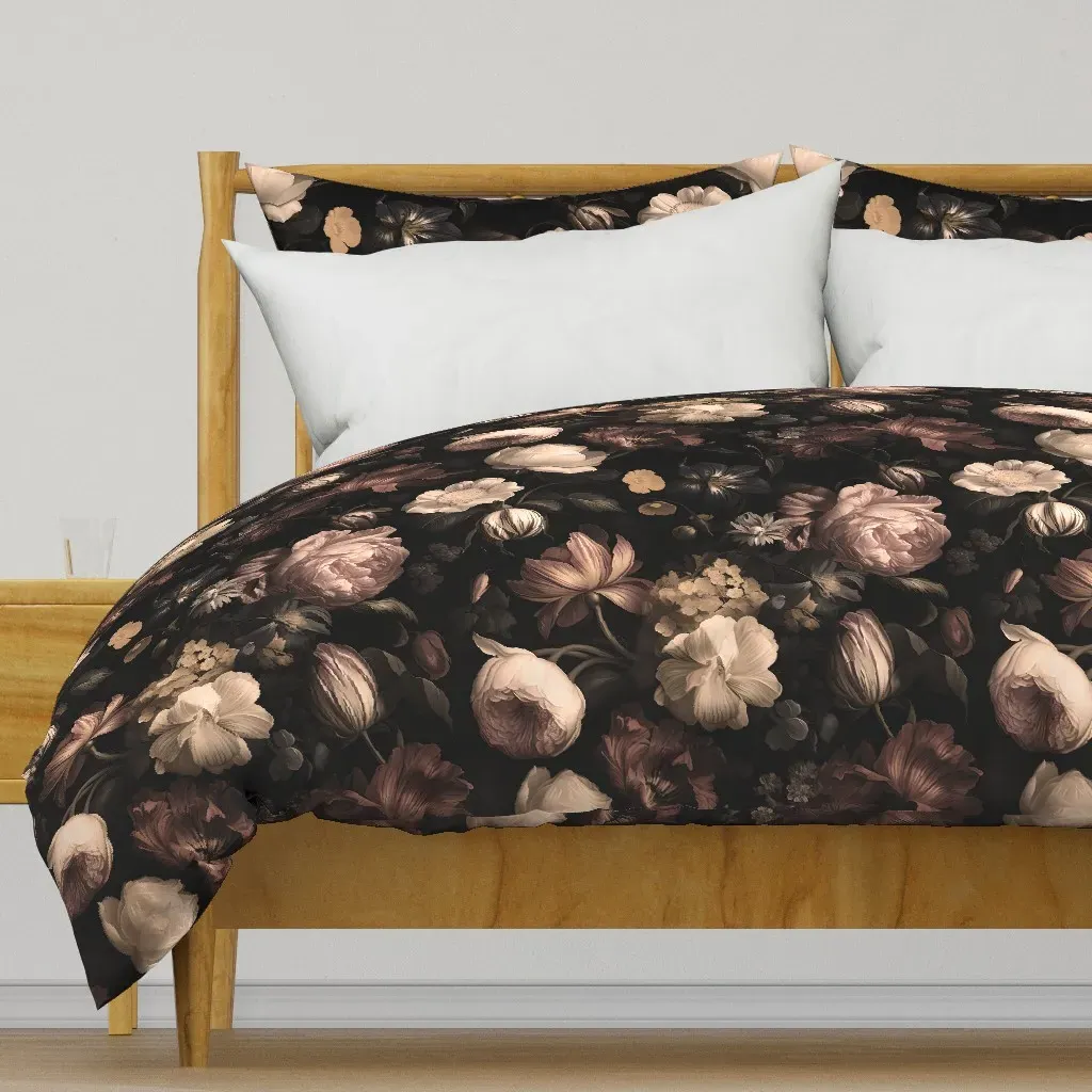 Nightshade Bouquet Old World Duvet Cover - Dark Pink product