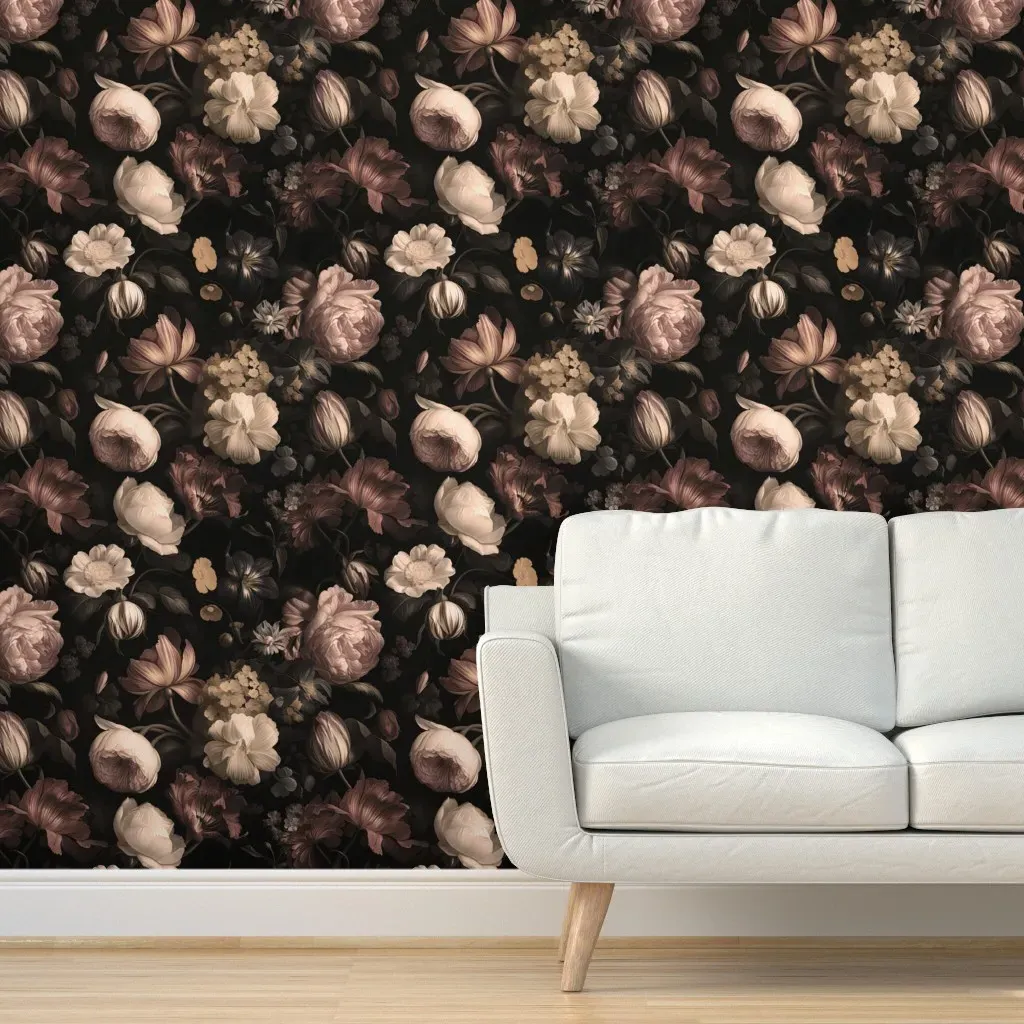 Nightshade Bouquet Peel and Stick Wallpaper - Old World Sepia product
