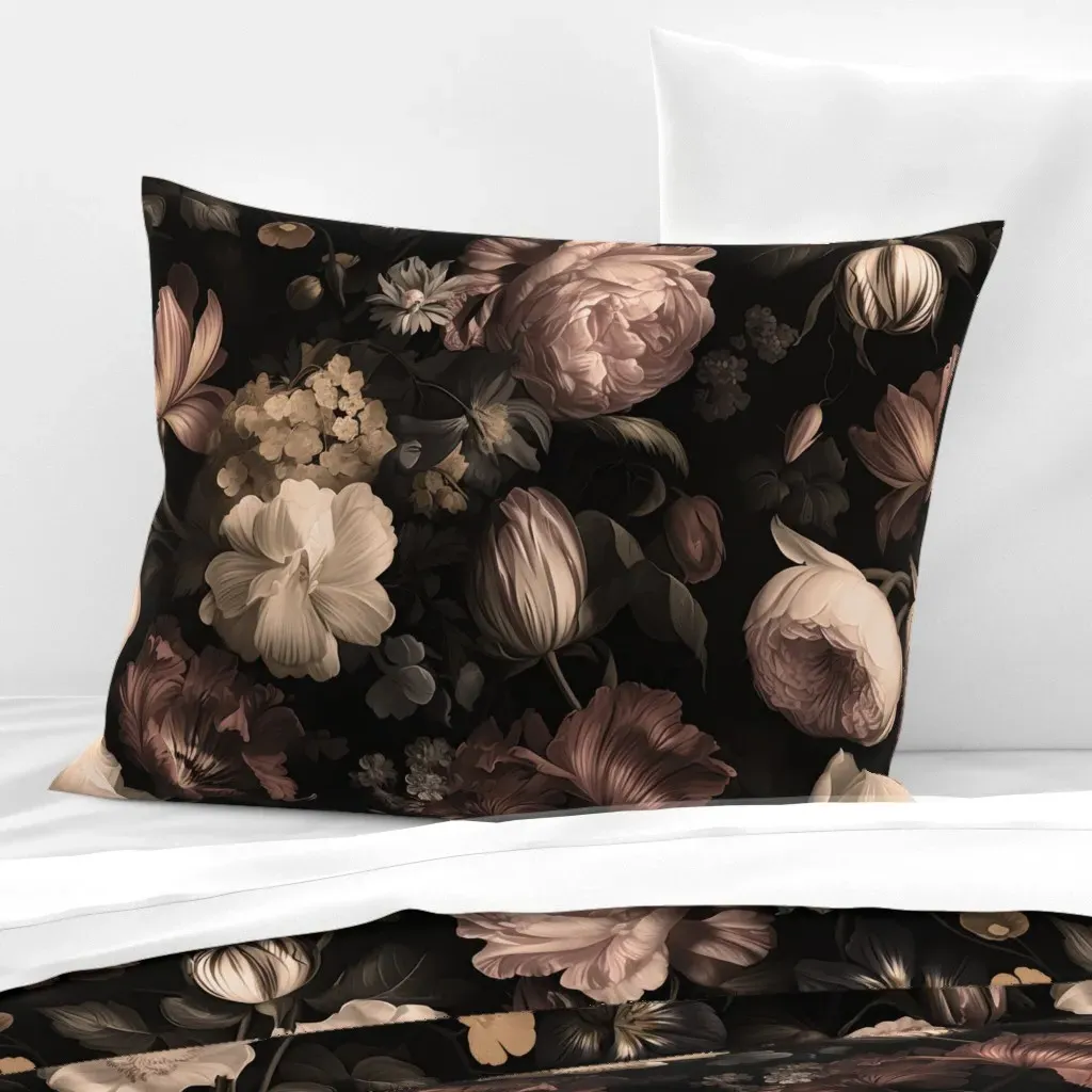 Nightshade Bouquet Standard Knife Edge Pillow - Dark Pink, Cotton Sateen product