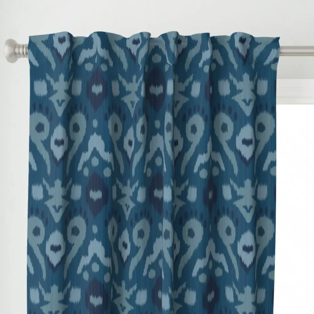 Nina Ikat Curtain Panel - Deep Teal alternate view
