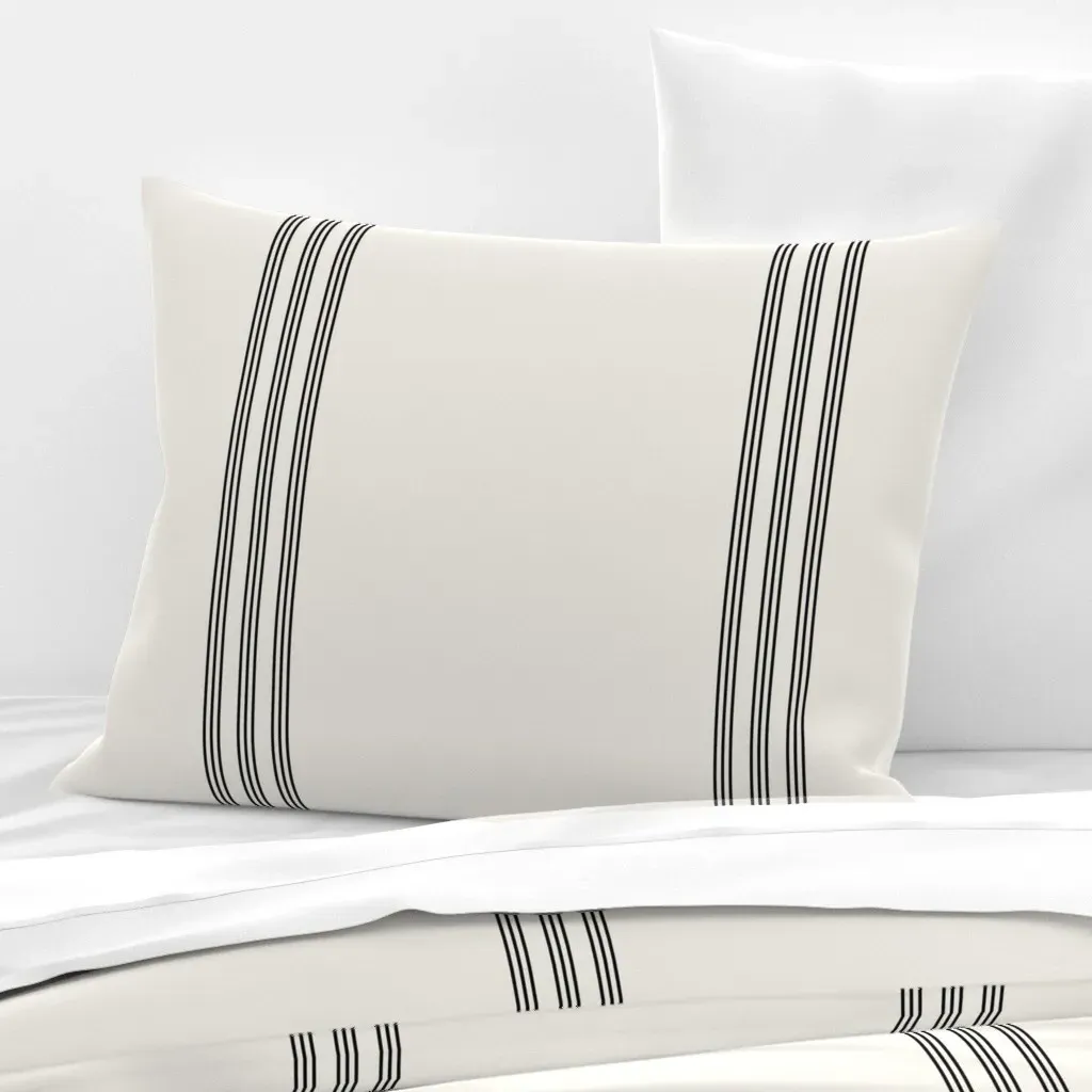 Nine Stripe Ticking Standard Knife Edge Pillow - Black, Cotton Sateen product