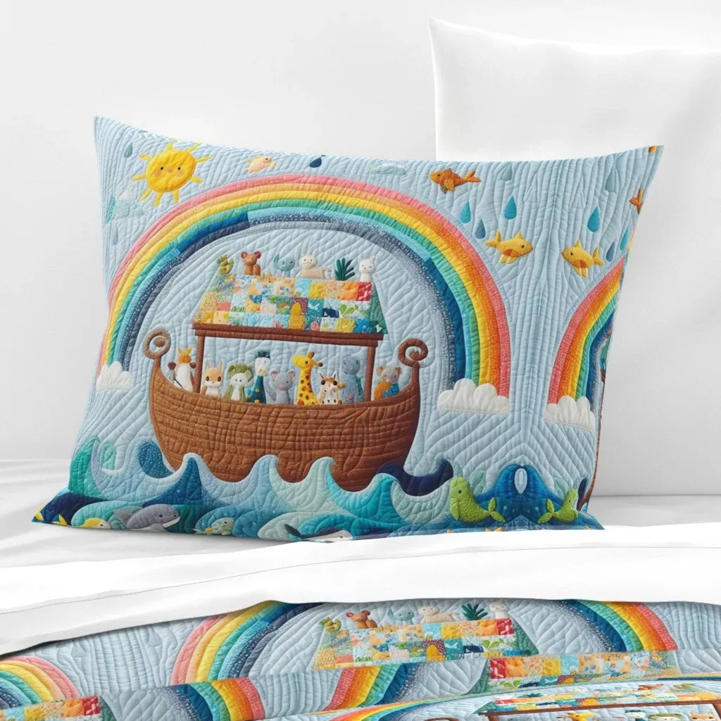 Noah's Ark Cheater Quilt Standard Knife Edge - Brown, Cotton Sateen product