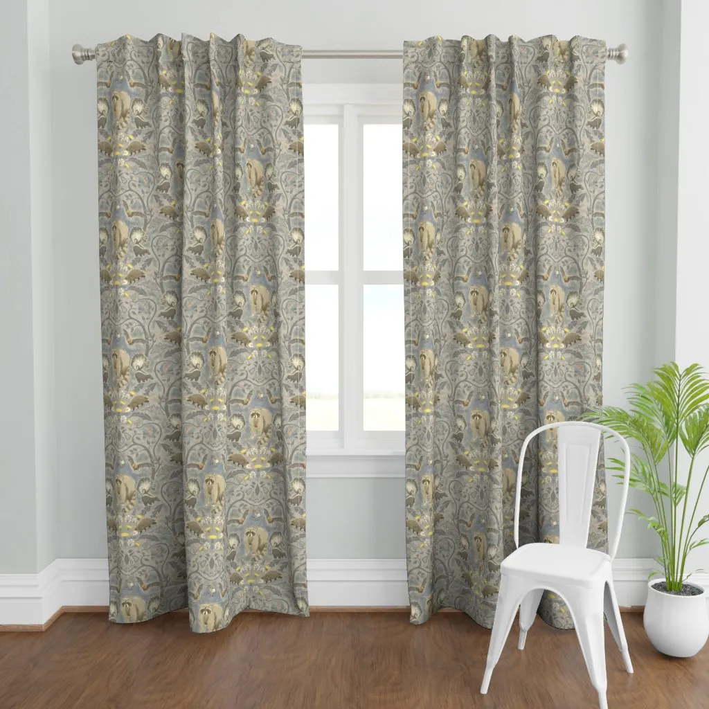 Nocturnal Animals Damask Curtain Panel - Gray product