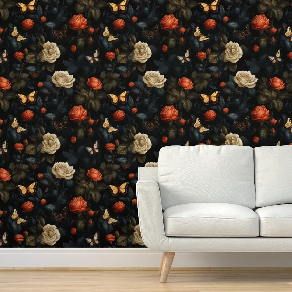 Nocturnal Elegance Peel and Stick Wallpaper - Dark Red product