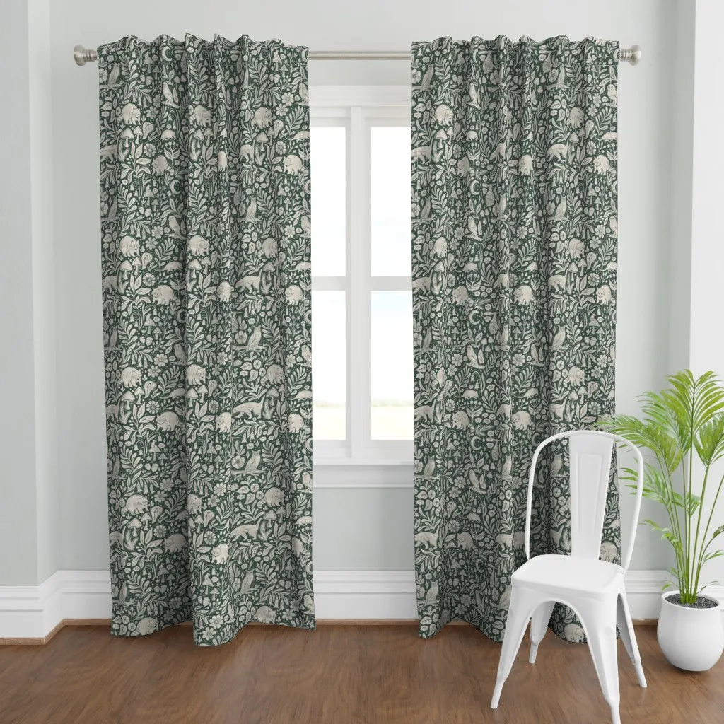 Nocturnal Forest Animals Curtain Panel - Dark Teal product