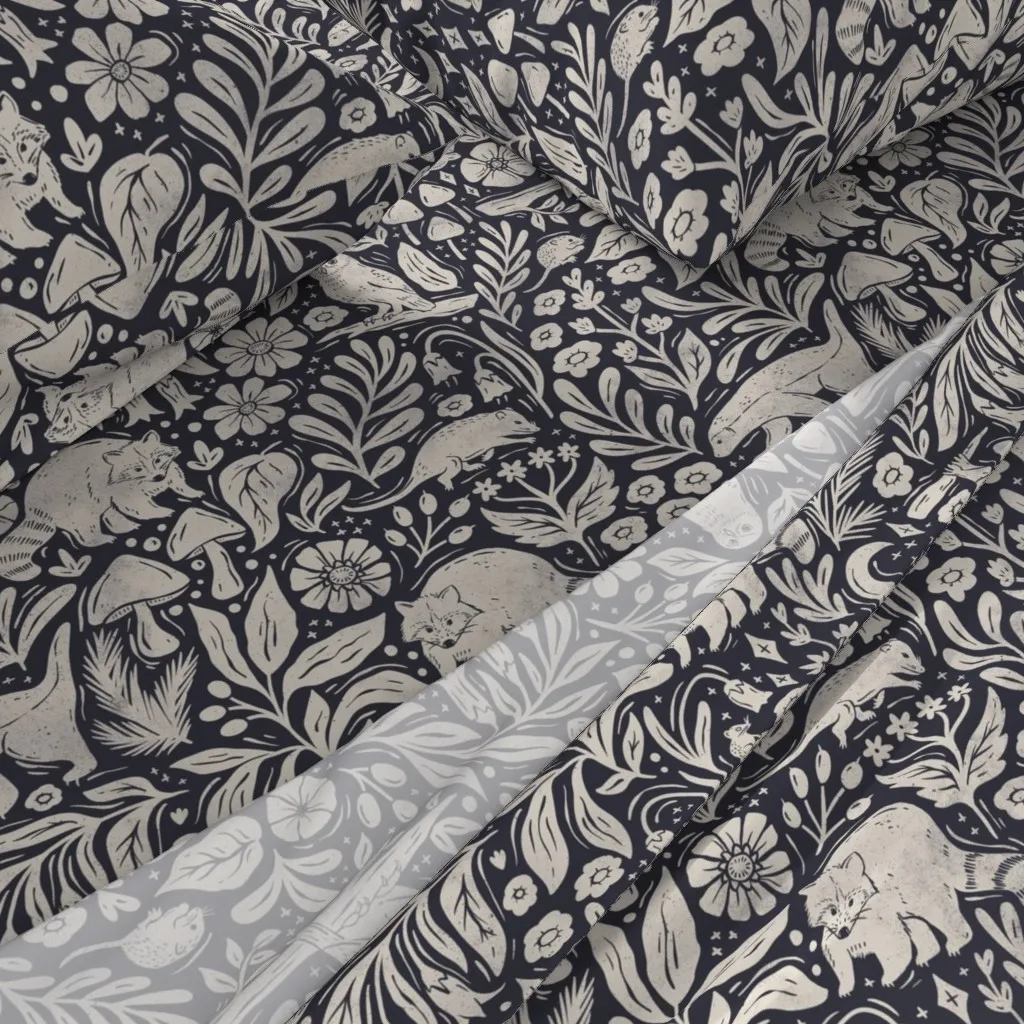 Nocturnal Forest Animals Twin Sheet Set - Beige alternate view
