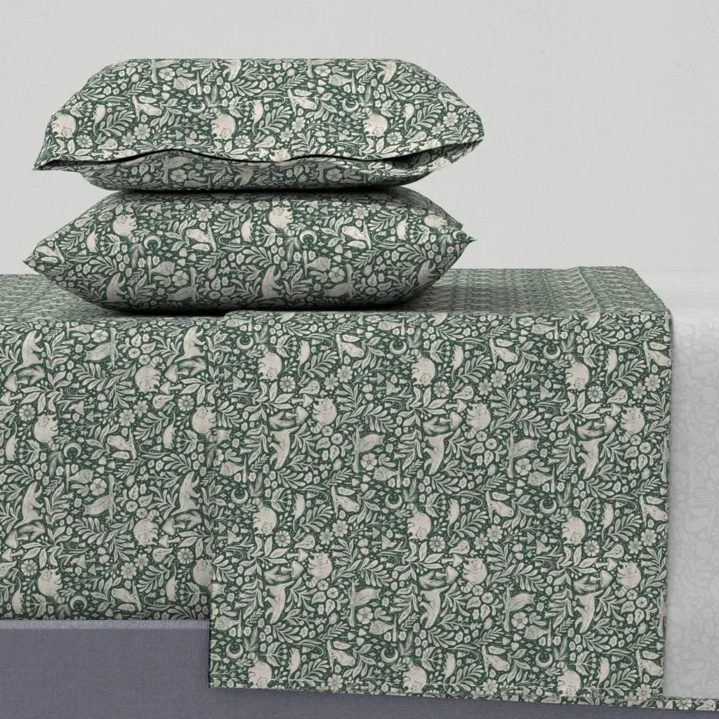 Nocturnal Forest Animals Woodland Full Sheet Set - Dark Teal product