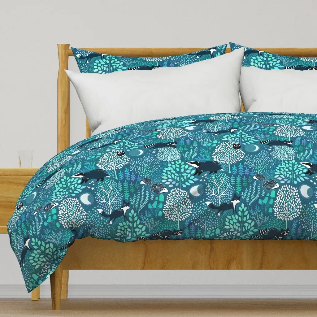 Nocturnal Woodland Duvet Cover - Teal product