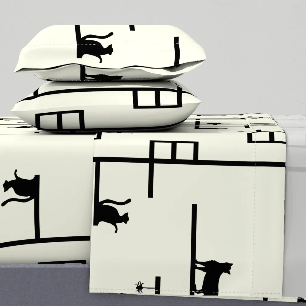 Noir Cat Queen Sheet Set - Black product