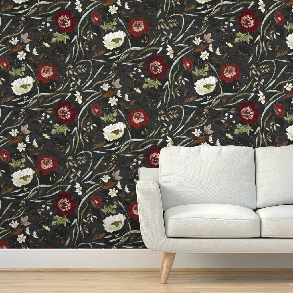 Noir Floral Peel and Stick Wallpaper - Black product