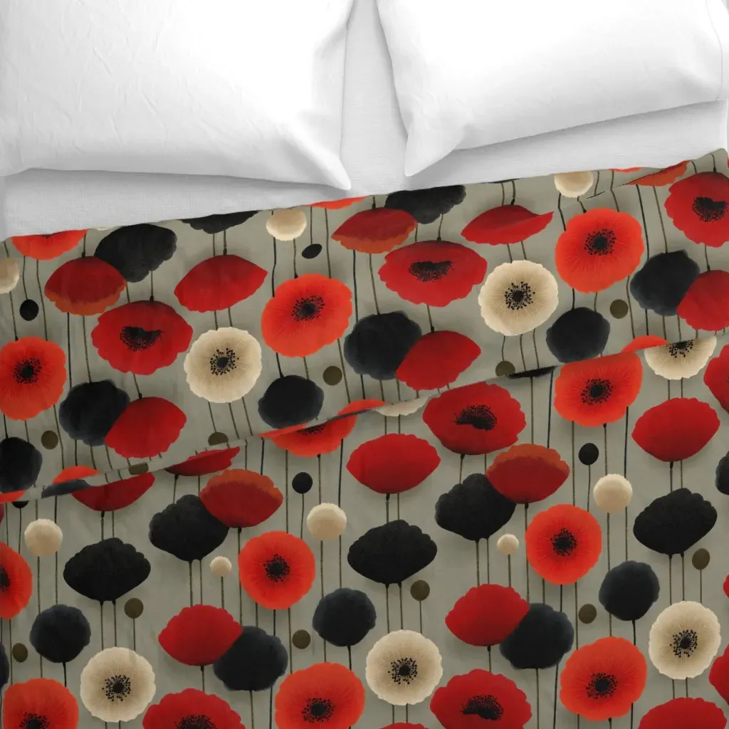 Noir Poppy Field Duvet Cover - Red alternate view