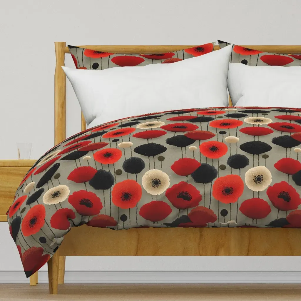 Noir Poppy Field Duvet Cover - Red product