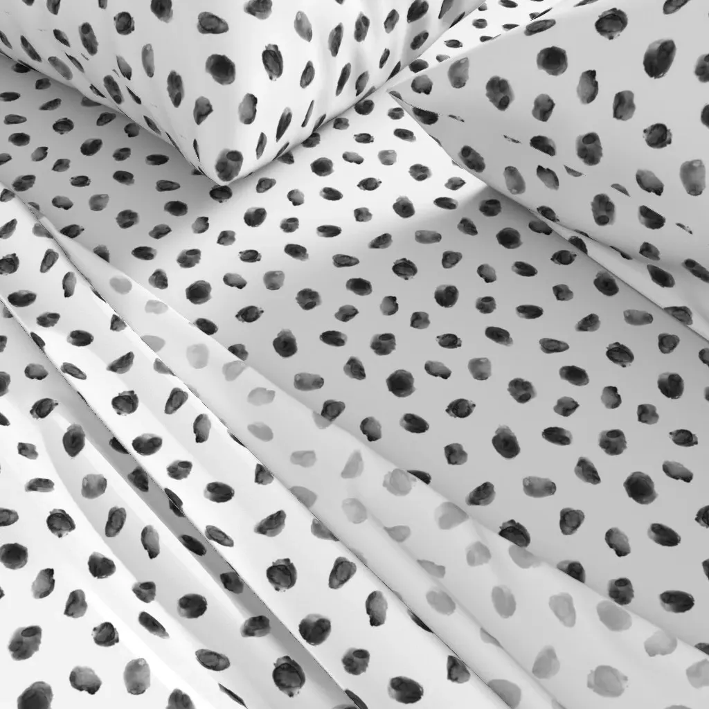 Noir Watercolor Spots Queen Sheet Set - Black alternate view