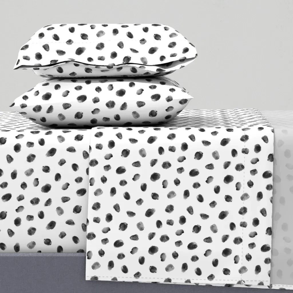 Noir Watercolor Spots Queen Sheet Set - Black product