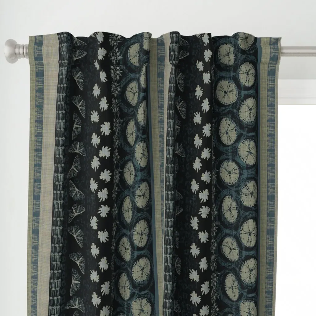 Nomad-Rich Black Curtain Panel - Dark Teal alternate view