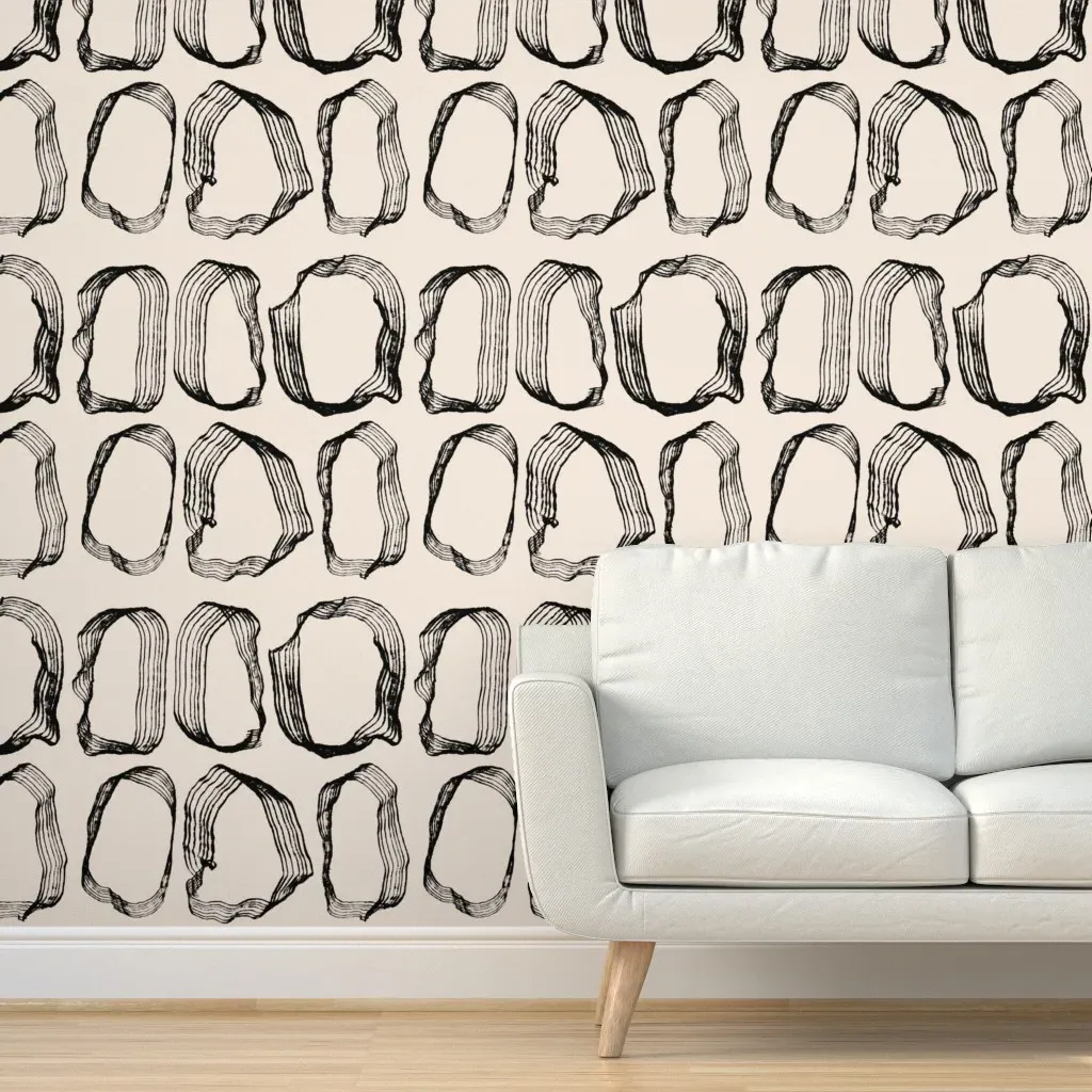 Nondirectional Raked Circles Peel and Stick Wallpaper - Black product