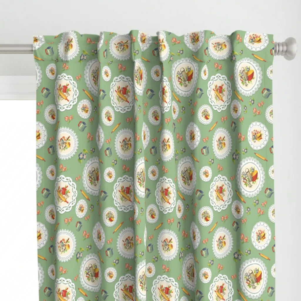 Nonnie's Kitchen Curtain Panel - Sage Green alternate view