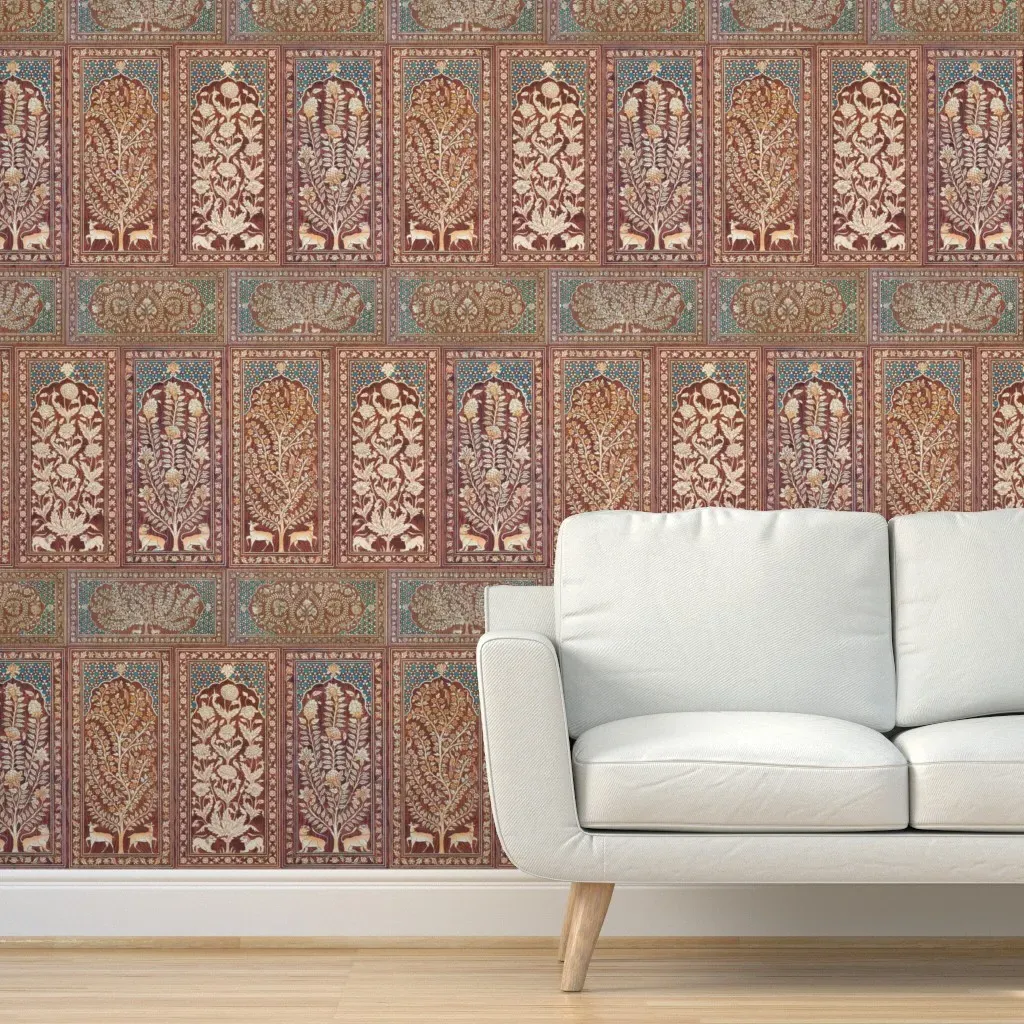 Nonsuch Palace Wood Panels Peel and Stick Wallpaper - Burgundy product