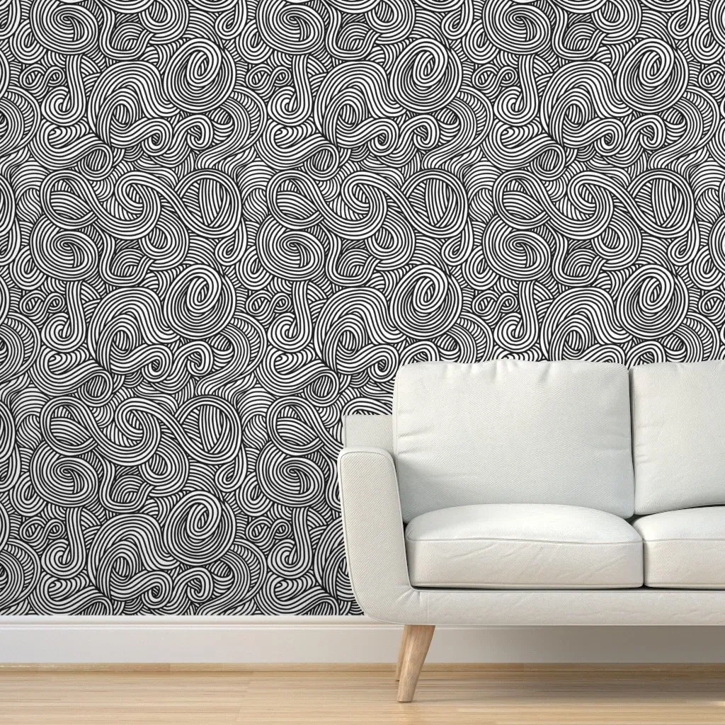 Noodle Doodle Large Scale Peel and Stick Wallpaper - Black product