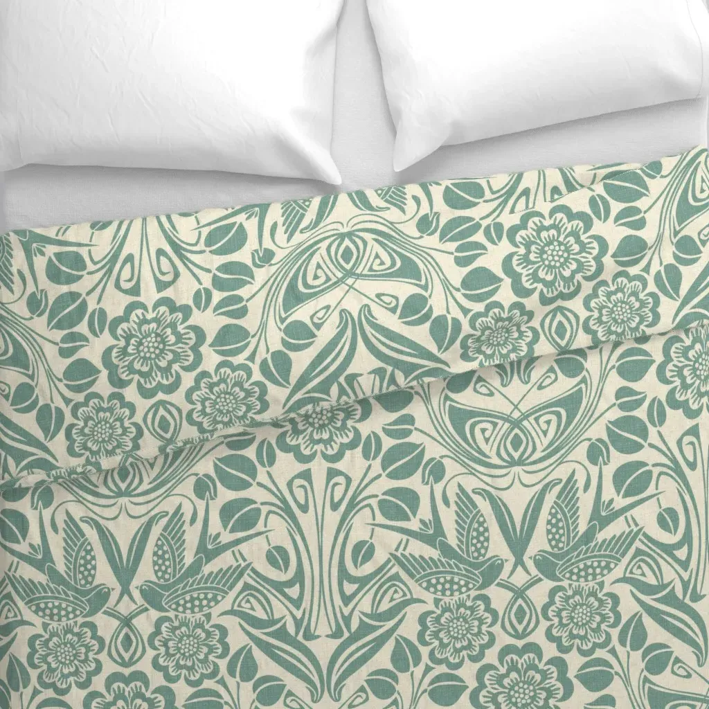 Norah Nouveau Tribal Swallow Duvet Cover - Teal alternate view