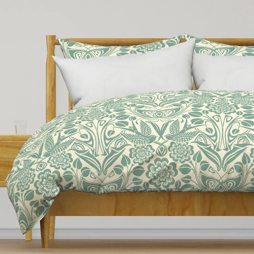 Norah Nouveau Tribal Swallow Duvet Cover - Teal product