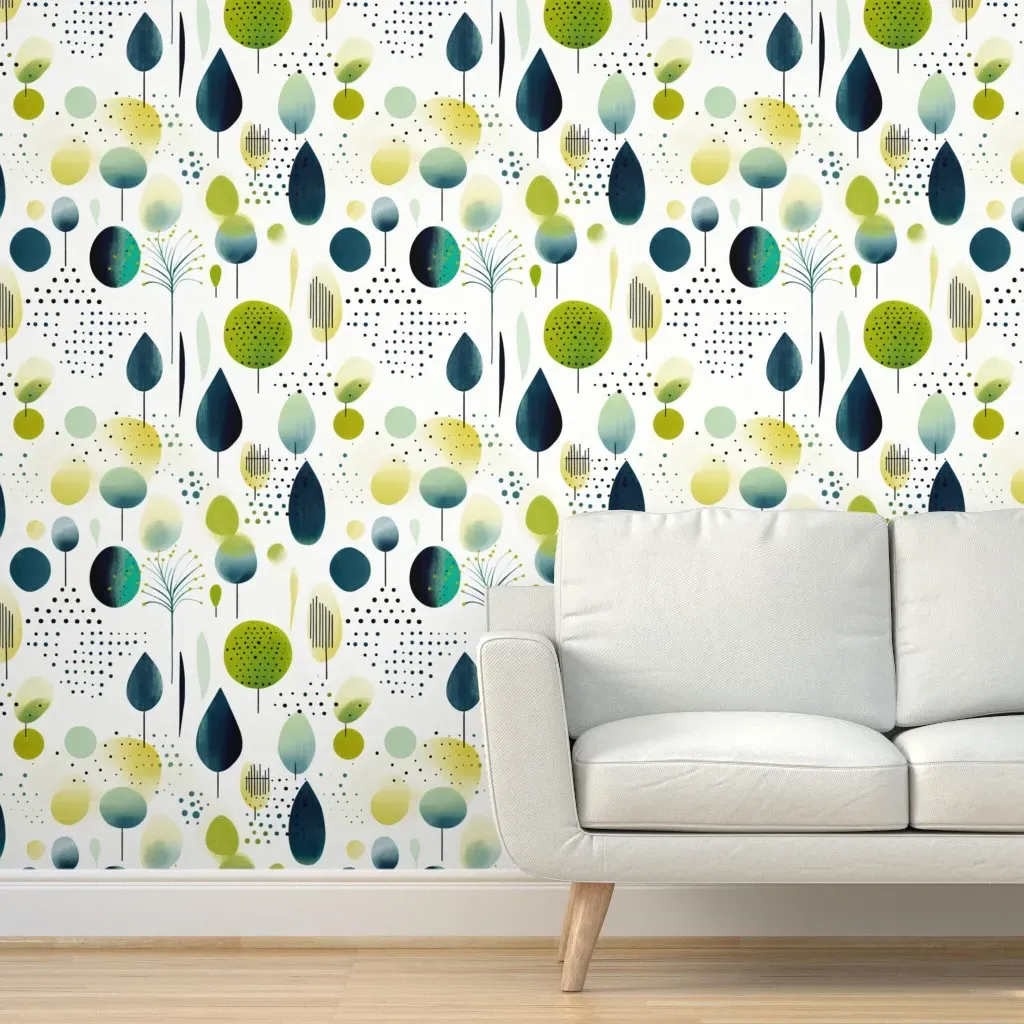 Nordic Forest Whimsy Peel and Stick Wallpaper - Teal product
