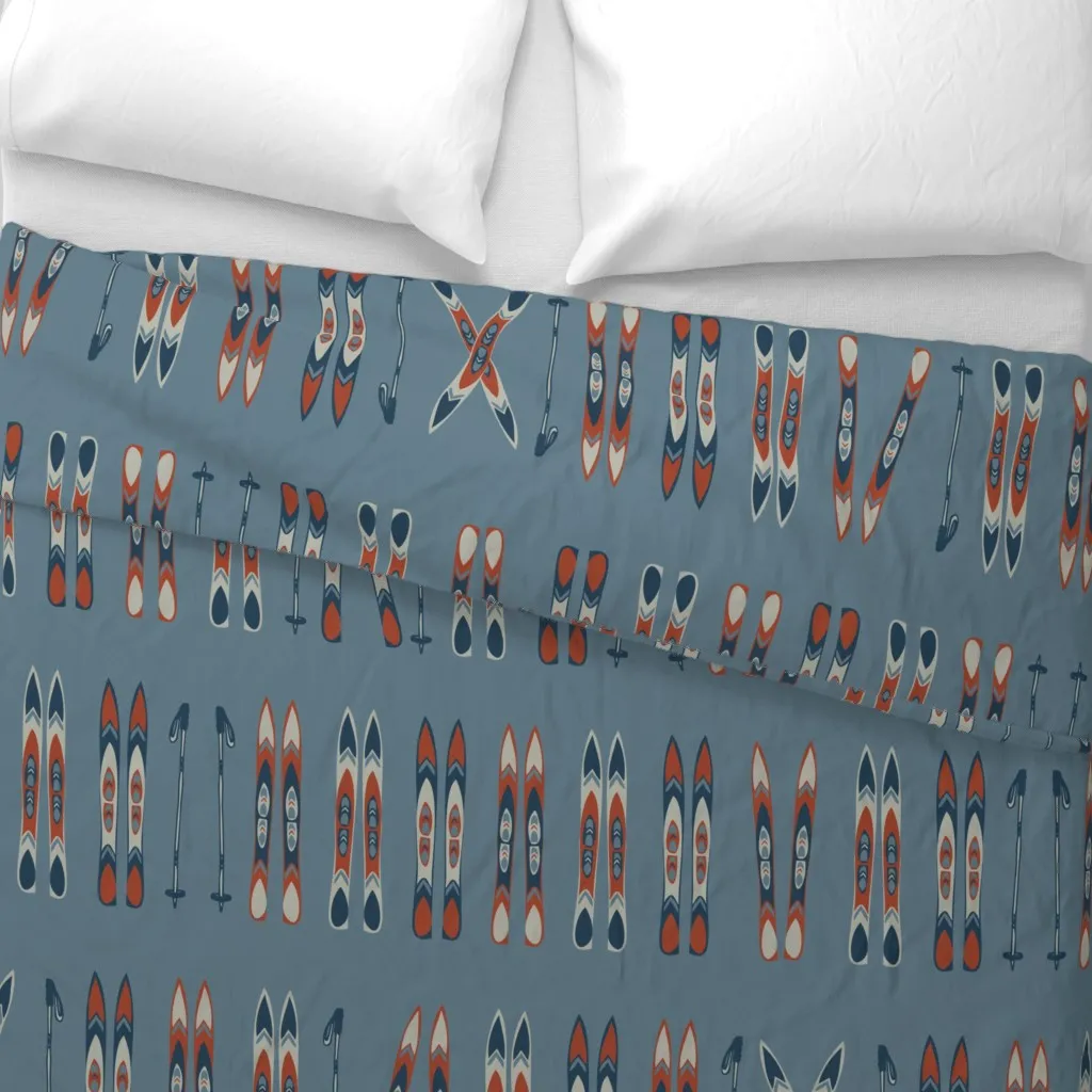Nordic Ski Large Duvet Cover - Dark Blue alternate view