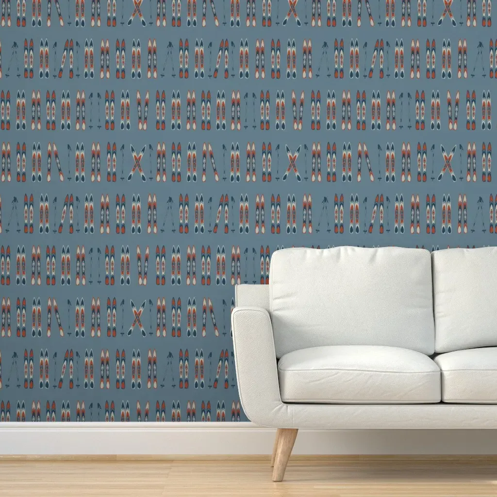 Nordic Ski Large Peel and Stick Wallpaper - Dark Blue product