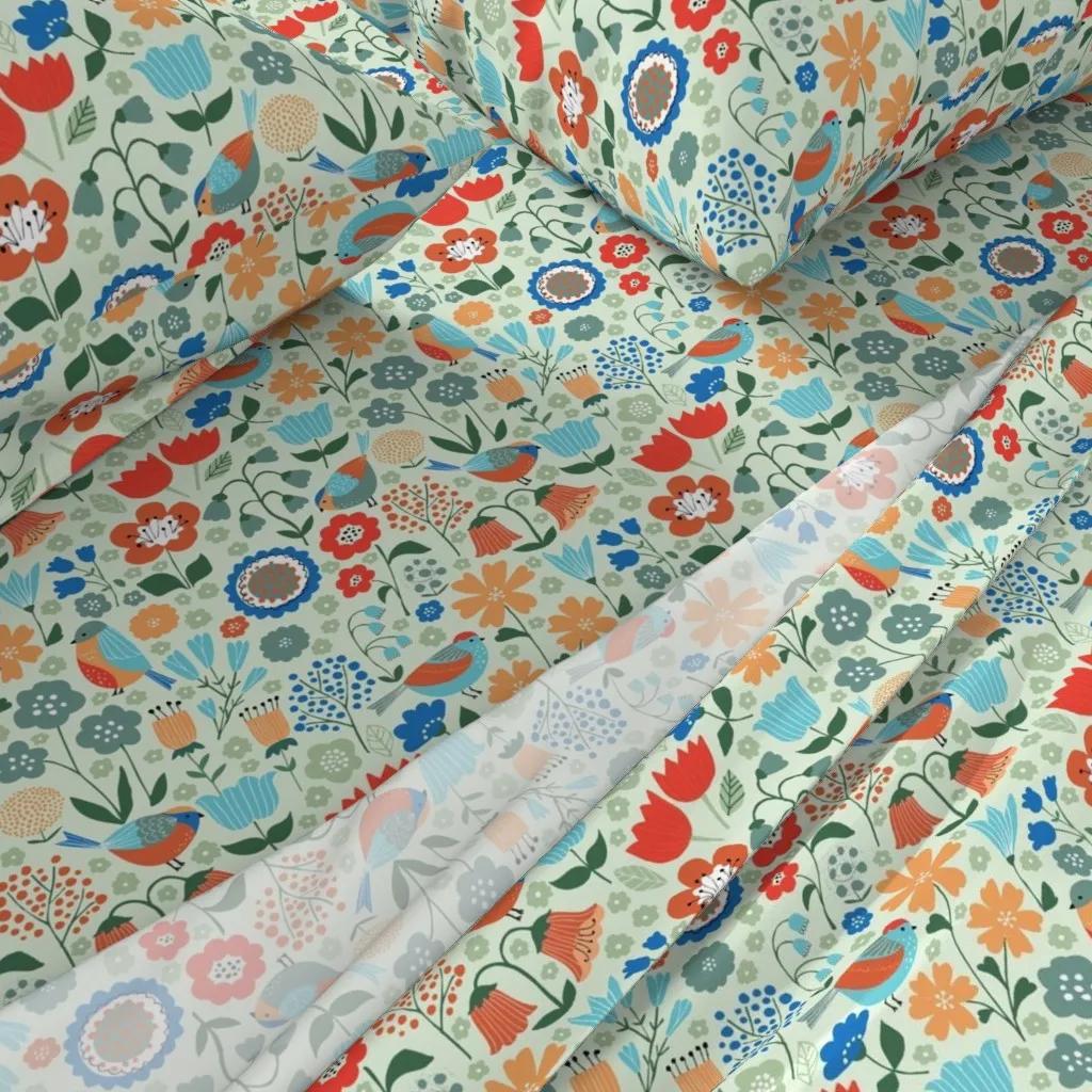 Nordic Winter Garden Twin Sheet Set - Orange alternate view