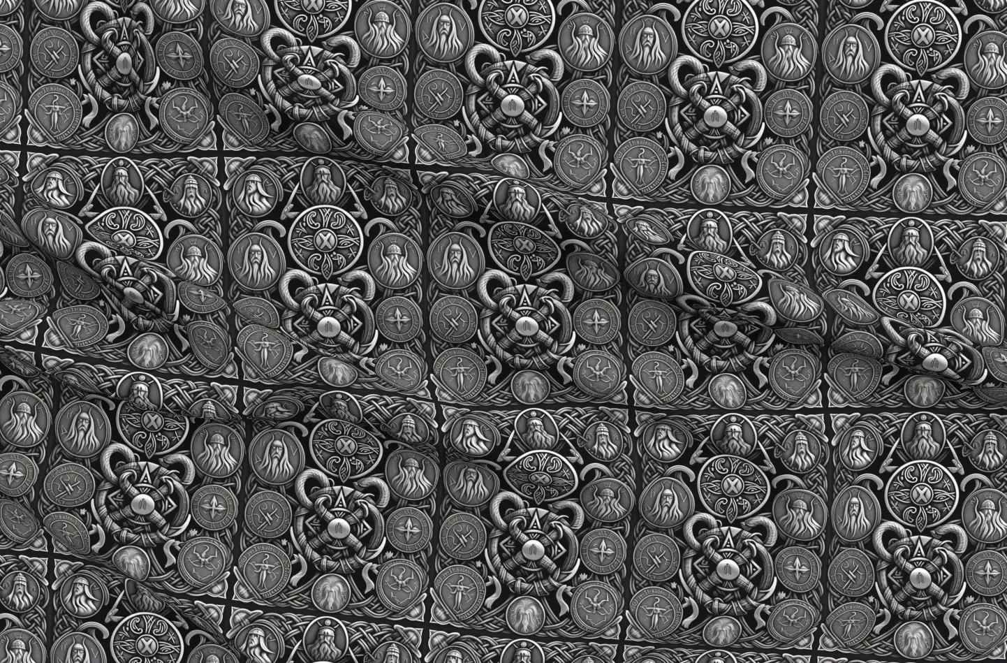 Norse Metal Viking Knotwork Fabric Yardage - Silver product