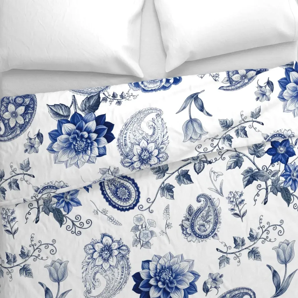 North Atlantic Navy Botanical Duvet Cover - Blue alternate view