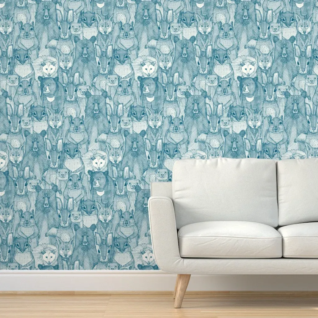 North Carolina Mammals Peacock Peel and Stick Wallpaper - Teal product