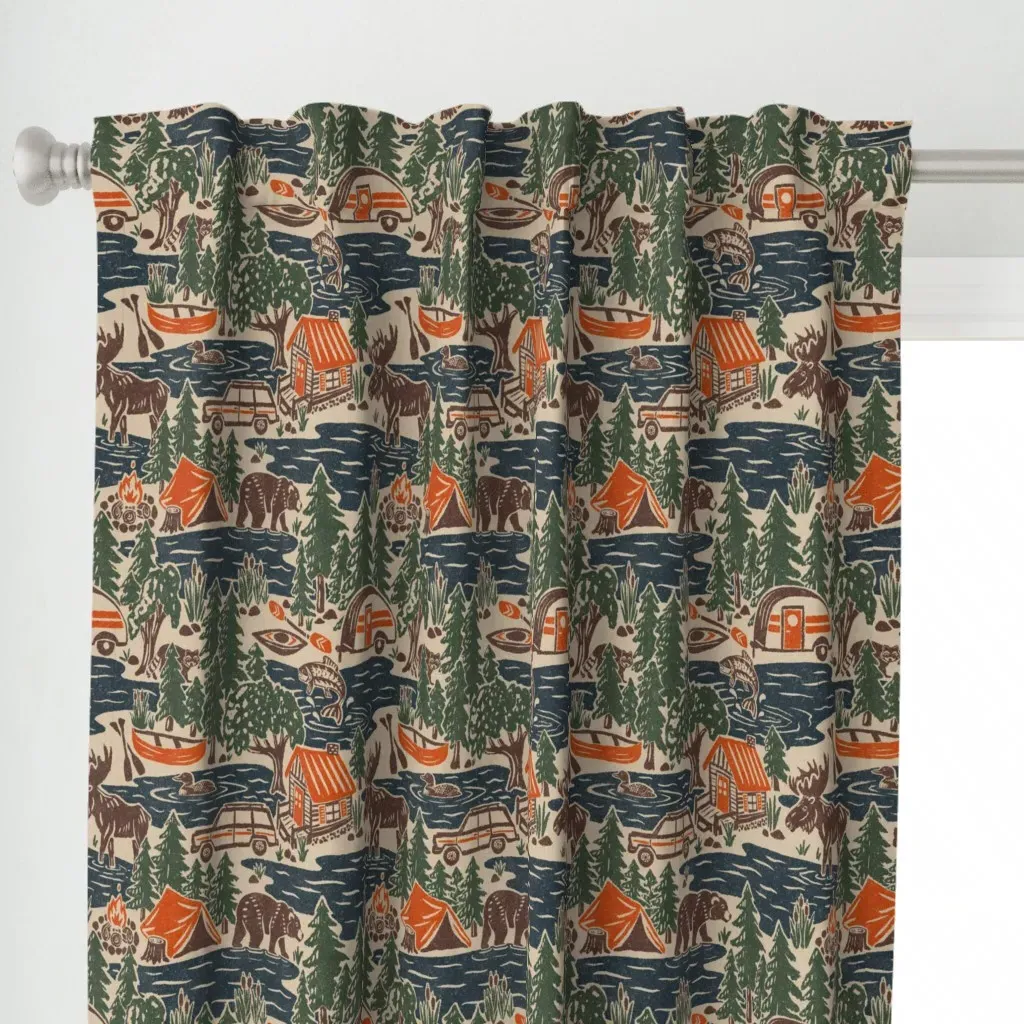 North Country Summer Curtain Panel - Dark Teal alternate view