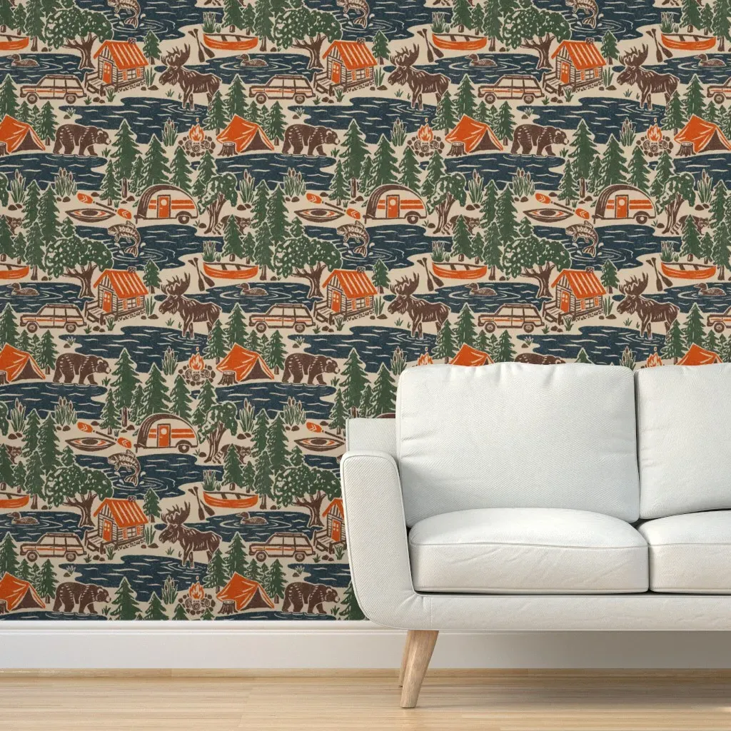 North Country Summer Peel and Stick Wallpaper - Dark Teal product