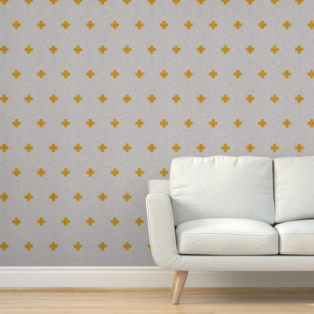 North-South-East-West Stone Peel and Stick Wallpaper - Mustard Yellow product