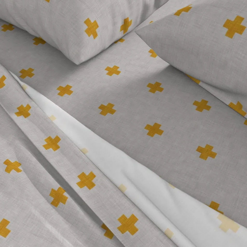 North-South-East-West (Stone) Queen Sheet Set - Mustard Yellow alternate view
