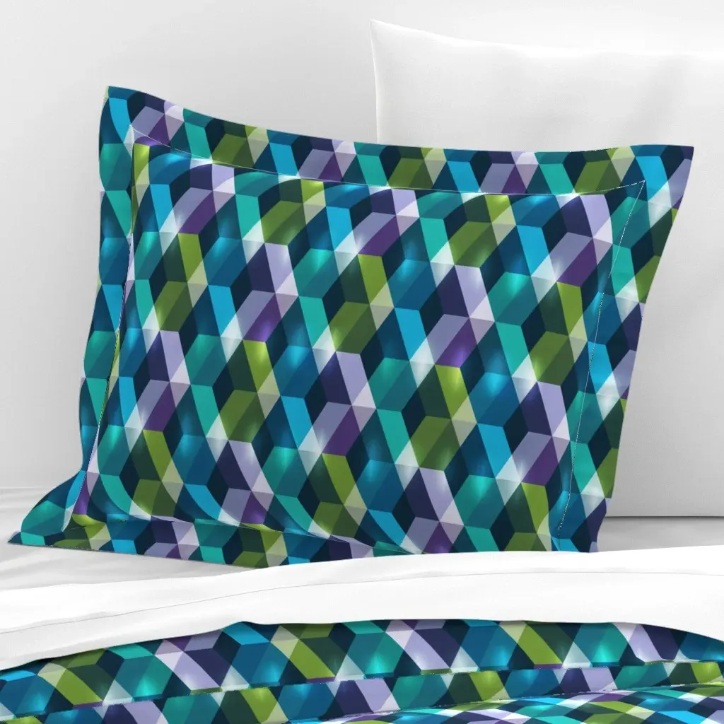 Northern Lights Standard Flanged Cushion Cover - Teal, Cotton Sateen product