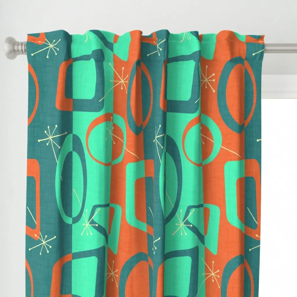 Nostalgia Curtain Panel - Teal alternate view