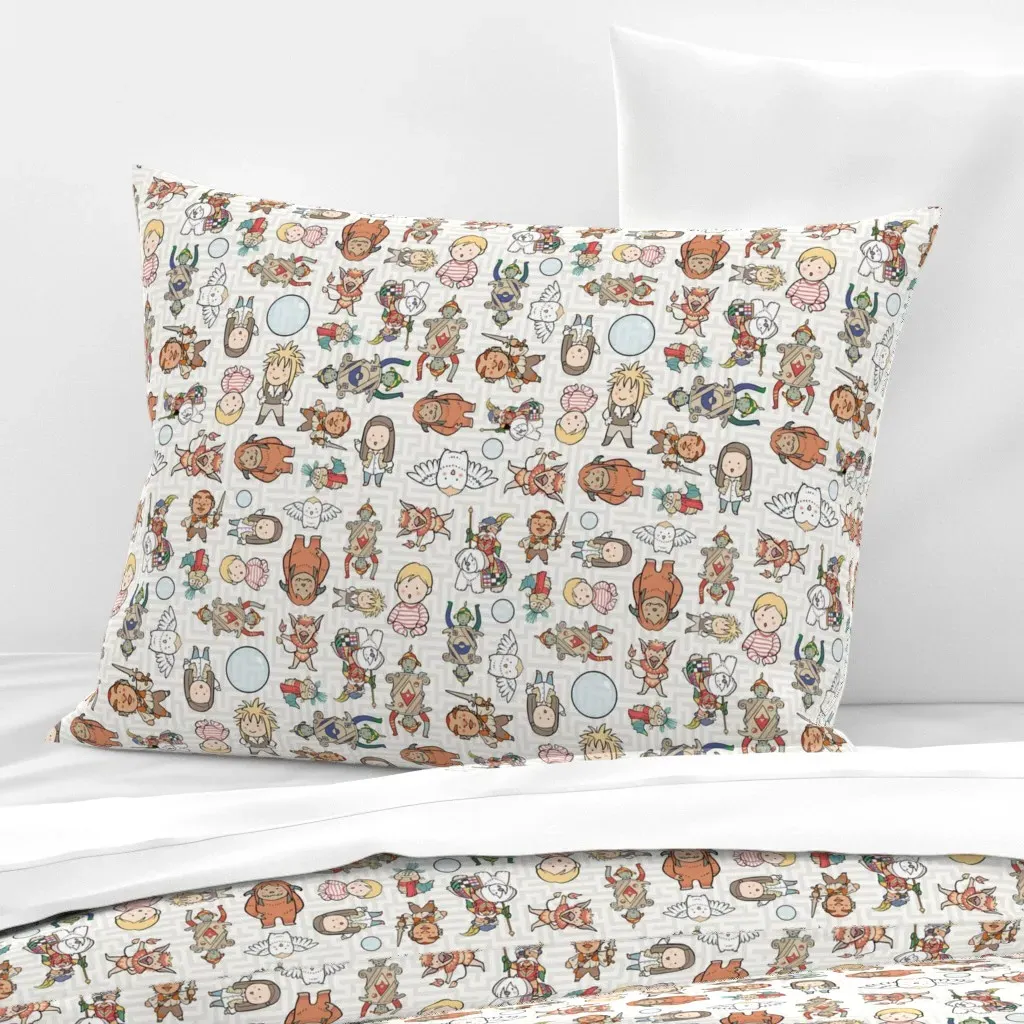 Nostalgic 80s Maze Pattern Standard Cushion Cover - Off-White, Cotton Sateen product